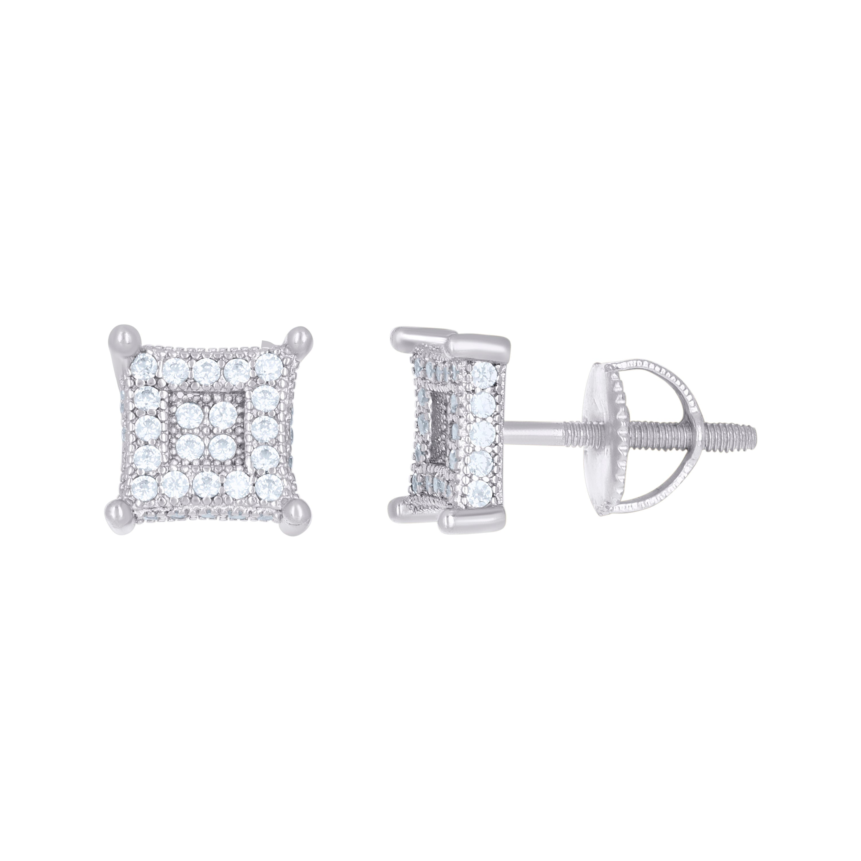 925 Sterling Silver Womens Moissanite 0.48Ct Square Stud Earrings 