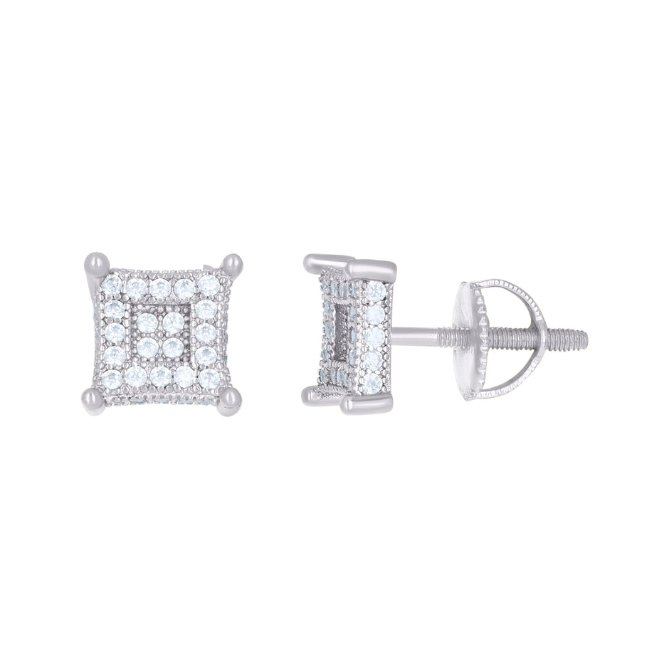 925 Sterling Silver Womens Moissanite 0.48Ct Square Stud Earrings 