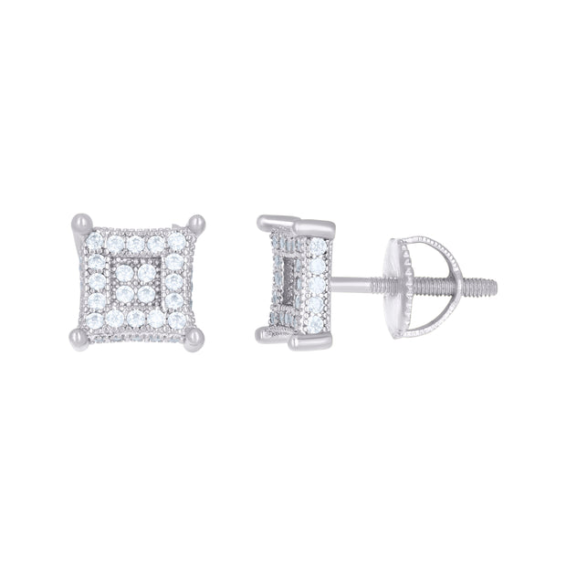 925 Sterling Silver Womens Moissanite 0.48Ct Square Stud Earrings 