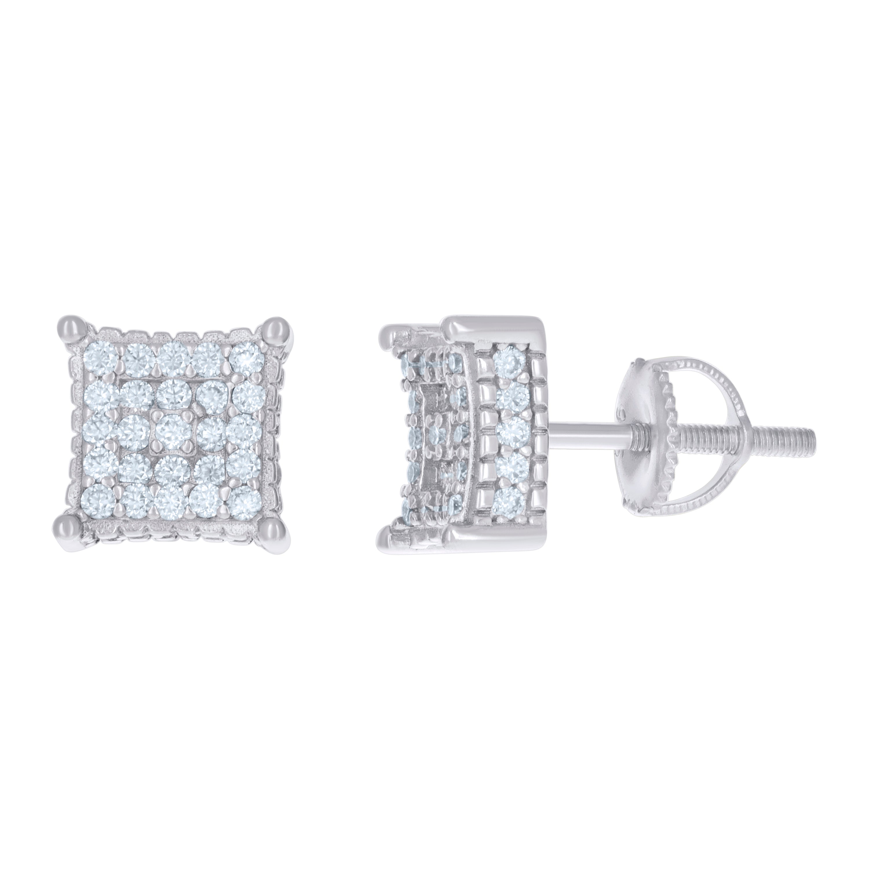 925 Sterling Silver Womens 0.78ct Moissanite Square Fashion Stud Earrings