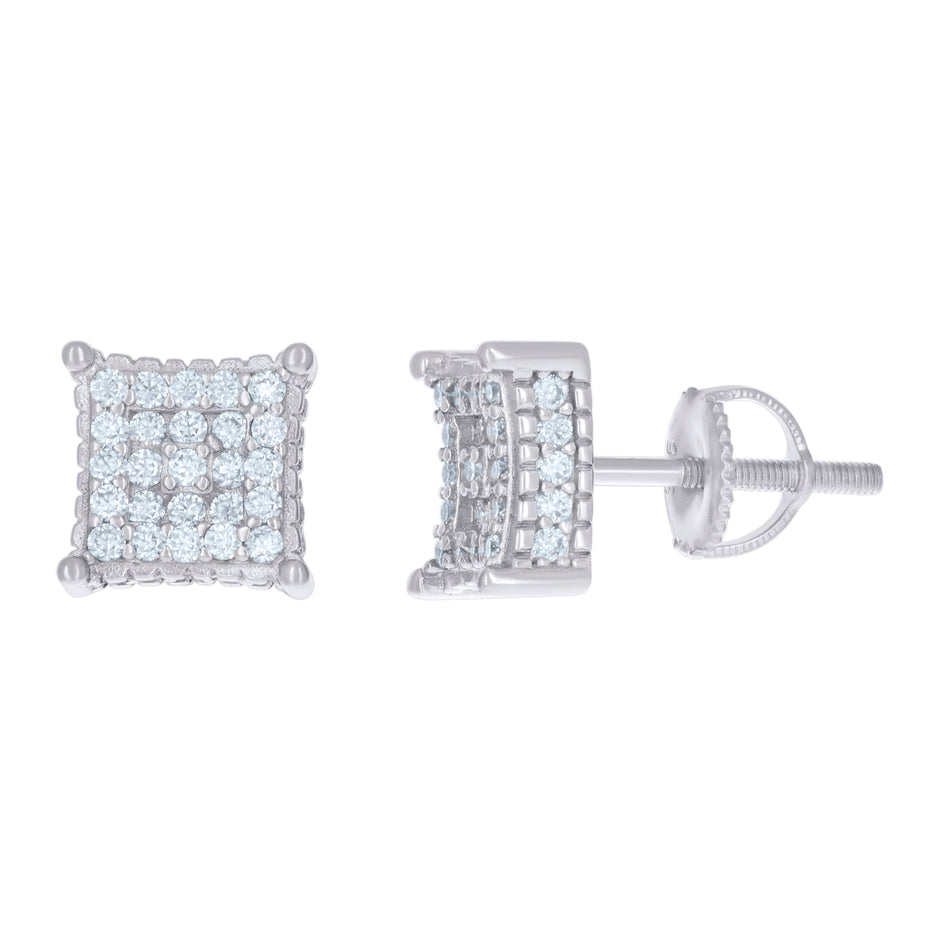 925 Sterling Silver Womens 0.78ct Moissanite Square Fashion Stud Earrings