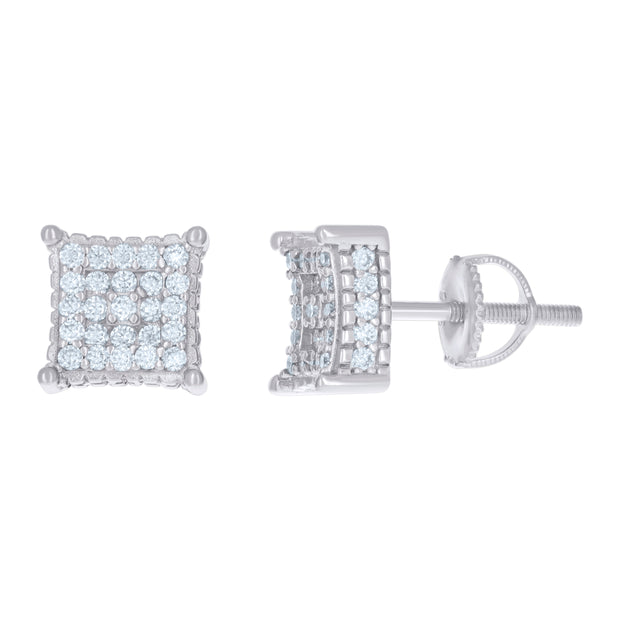 925 Sterling Silver Womens 0.78ct Moissanite Square Fashion Stud Earrings