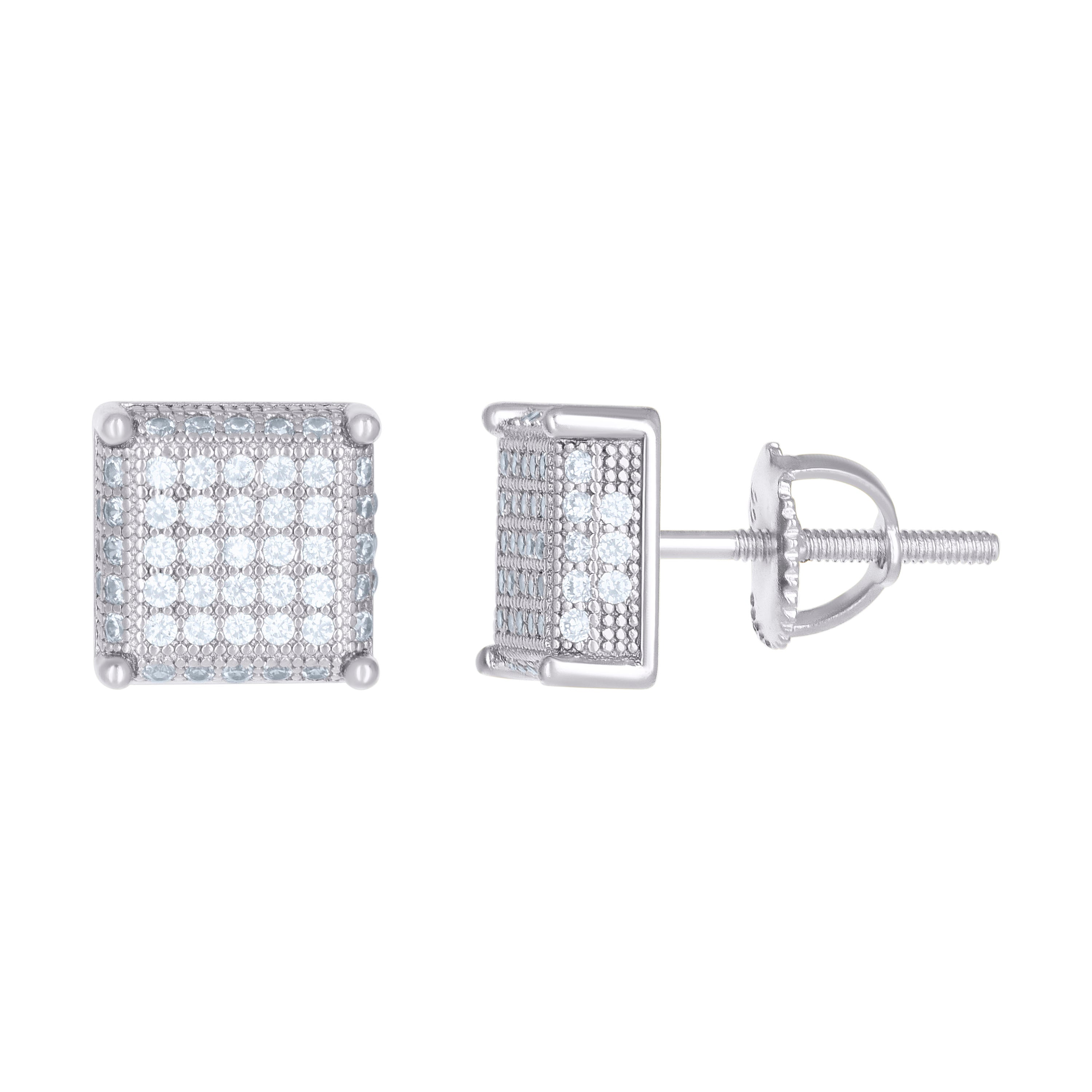925 Sterling Silver Womens Moissanite 0.80Ct Square Stud Earrings 