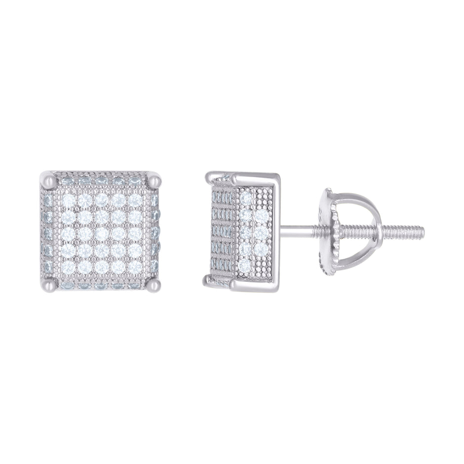 925 Sterling Silver Womens Moissanite 0.80Ct Square Stud Earrings 