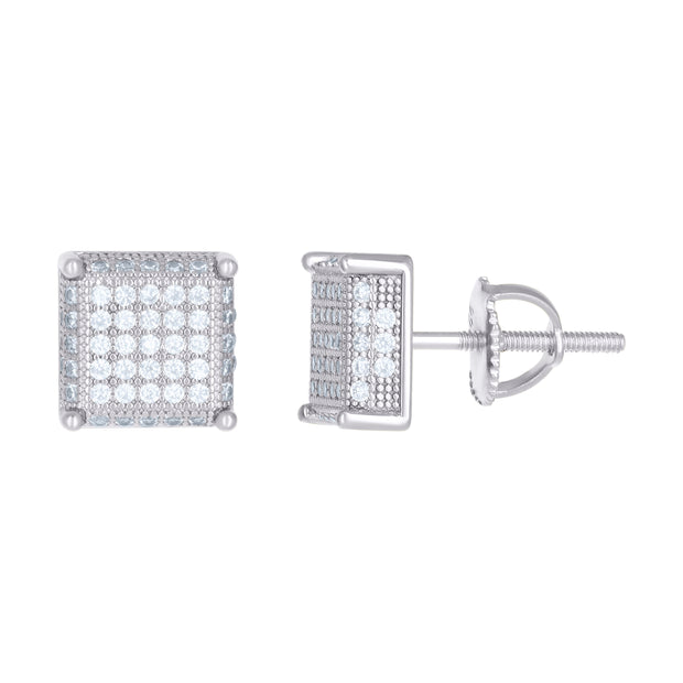 925 Sterling Silver Womens Moissanite 0.80Ct Square Stud Earrings 