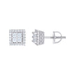 925 Sterling Silver Womens Princess-Cut Round 0.97ct Moissanite Square Fashion Stud Earrings