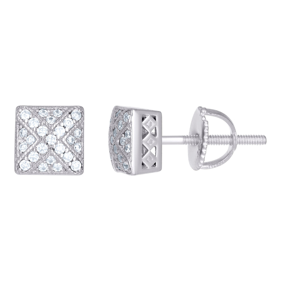 925 Sterling Silver Womens Moissanite 0.21Ct Square Stud Earrings 
