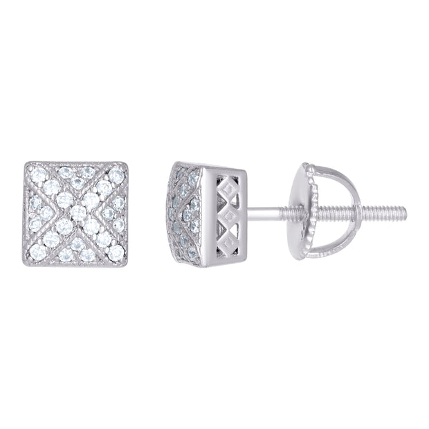 925 Sterling Silver Womens Moissanite 0.21Ct Square Stud Earrings 