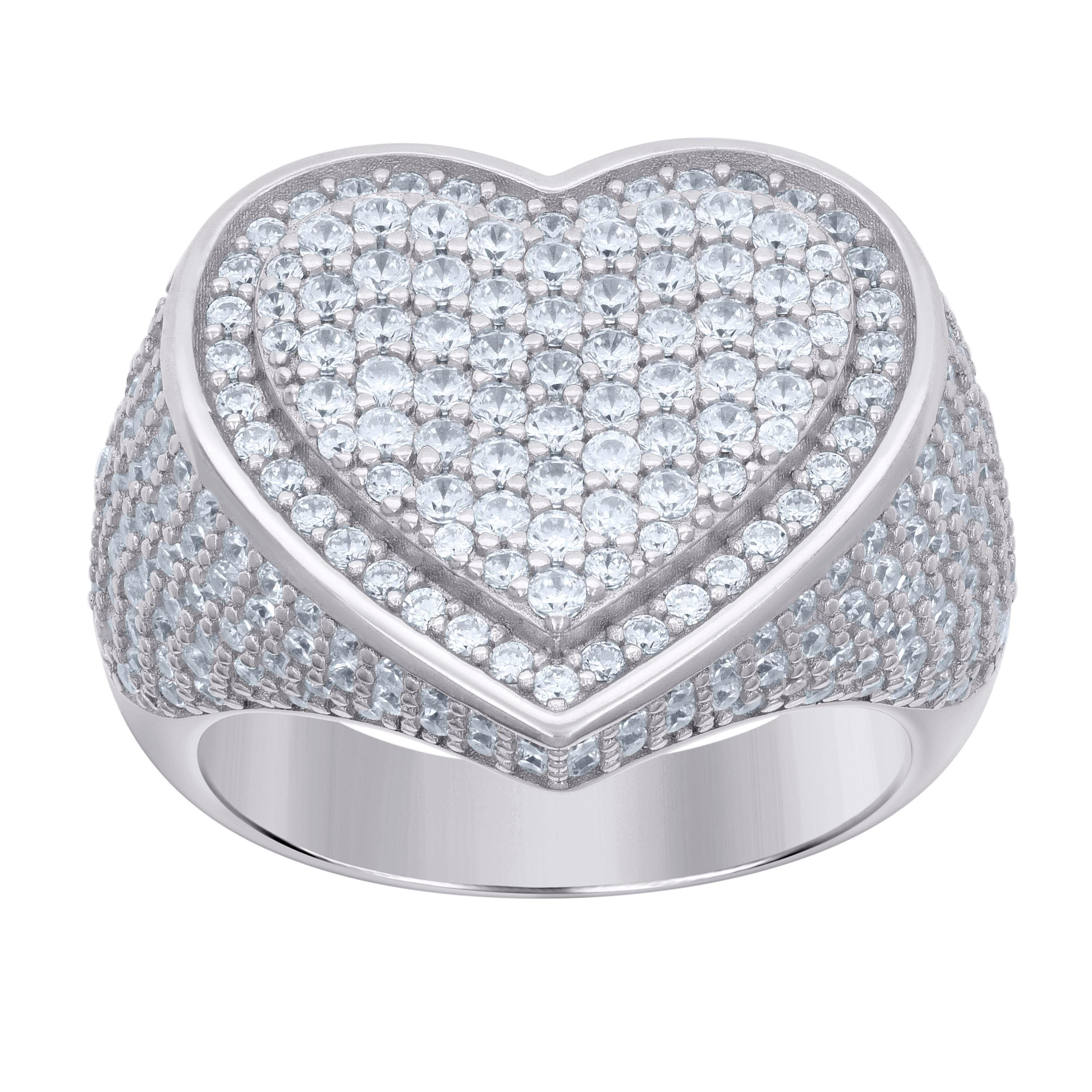 925 Sterling Silver Womens Moissanite 2.69Ct Heart Ring Size 9