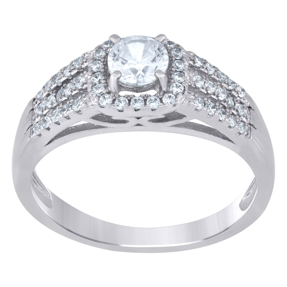 925 Sterling Silver Womens Moissanite 0.90Ct Fashion Ring Size 9 - SLV-126723