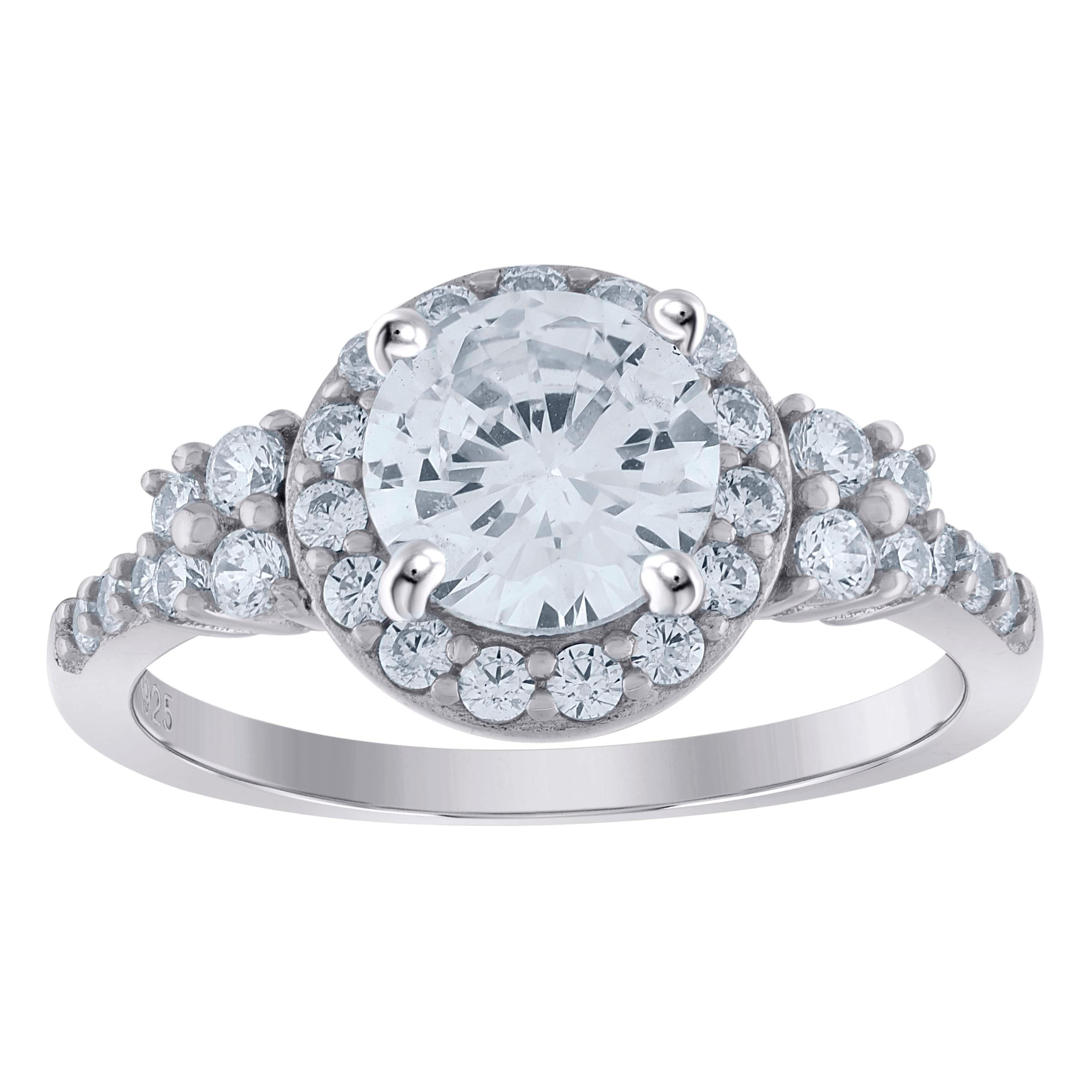925 Sterling Silver Womens Moissanite 1.84Ct Engagement Ring Size 8 - SLV-126750