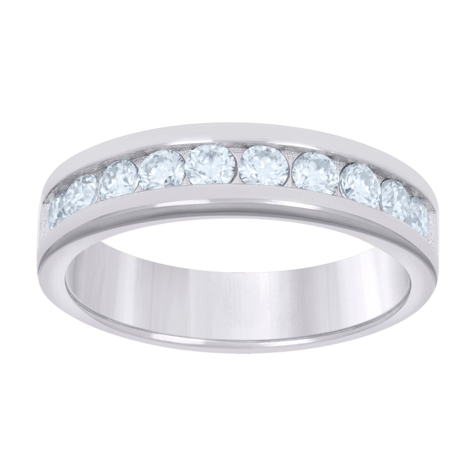 925 Sterling Silver Womens Moissanite 0.75Ct Wedding Band Ring Size 6