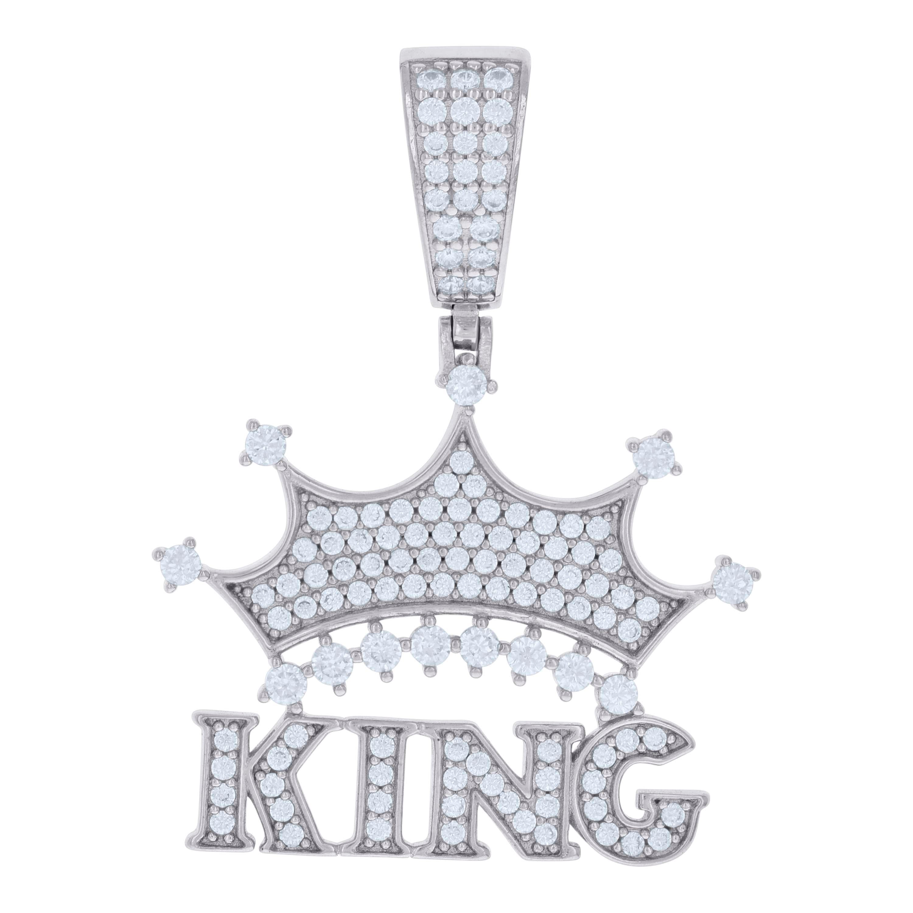 925 Sterling Silver Mens Moissanite 1.03ct KING Talking Fashion Pendant