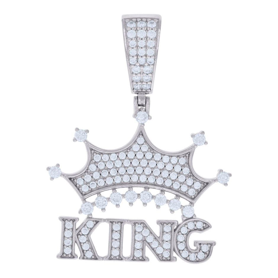 925 Sterling Silver Mens Moissanite 1.03ct KING Talking Fashion Pendant