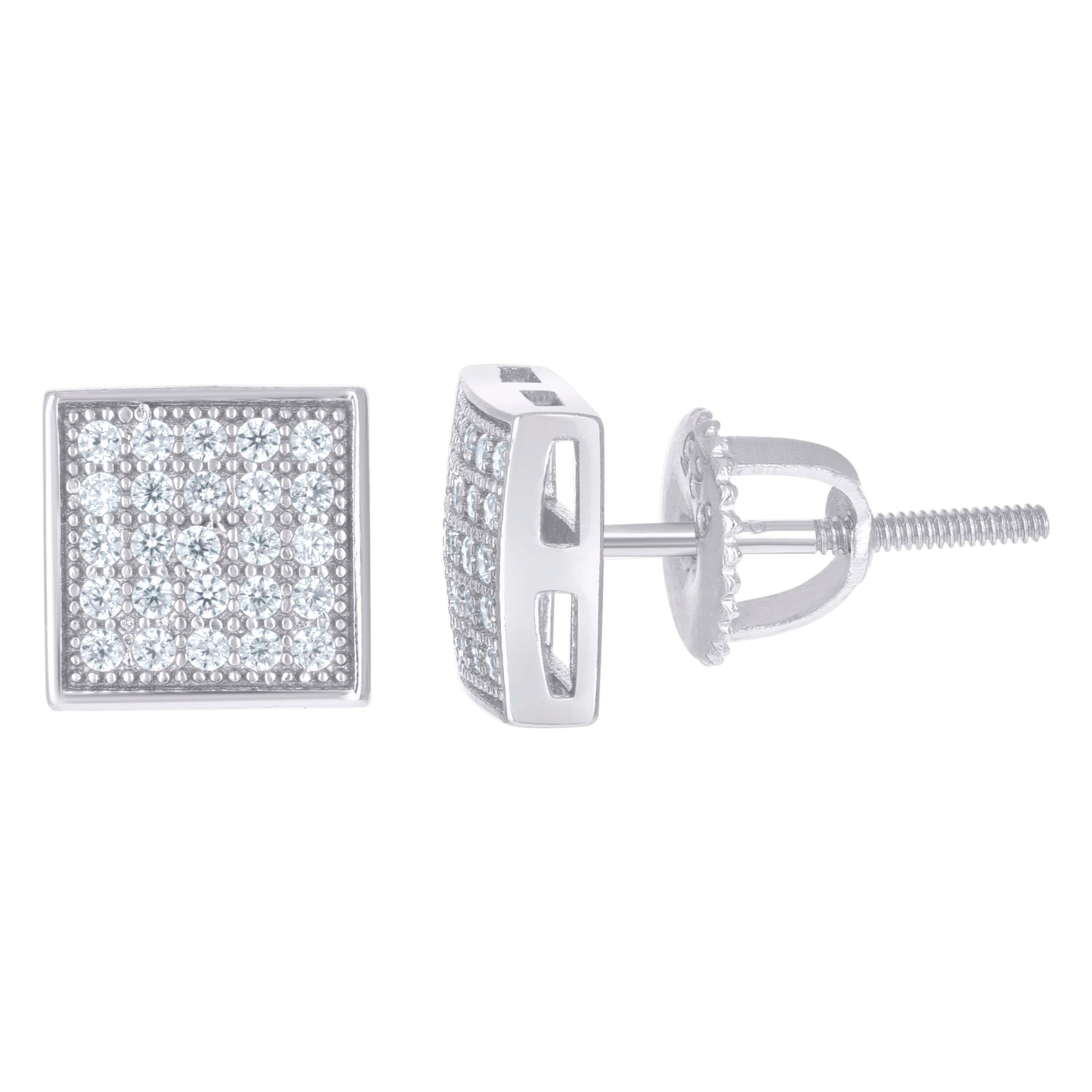 925 Sterling Silver Womens Moissanite 0.43Ct Square Stud Earrings 