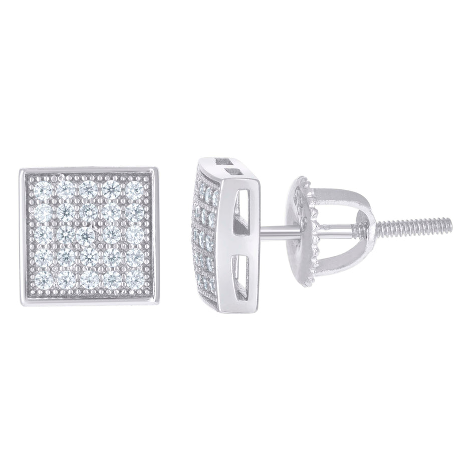 925 Sterling Silver Womens Moissanite 0.43Ct Square Stud Earrings 