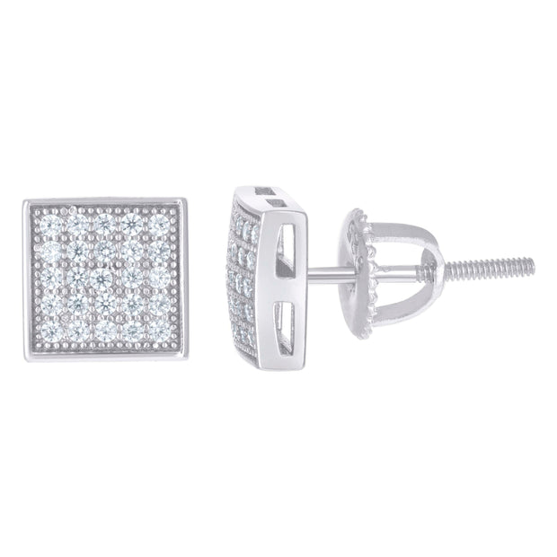925 Sterling Silver Womens Moissanite 0.43Ct Square Stud Earrings 