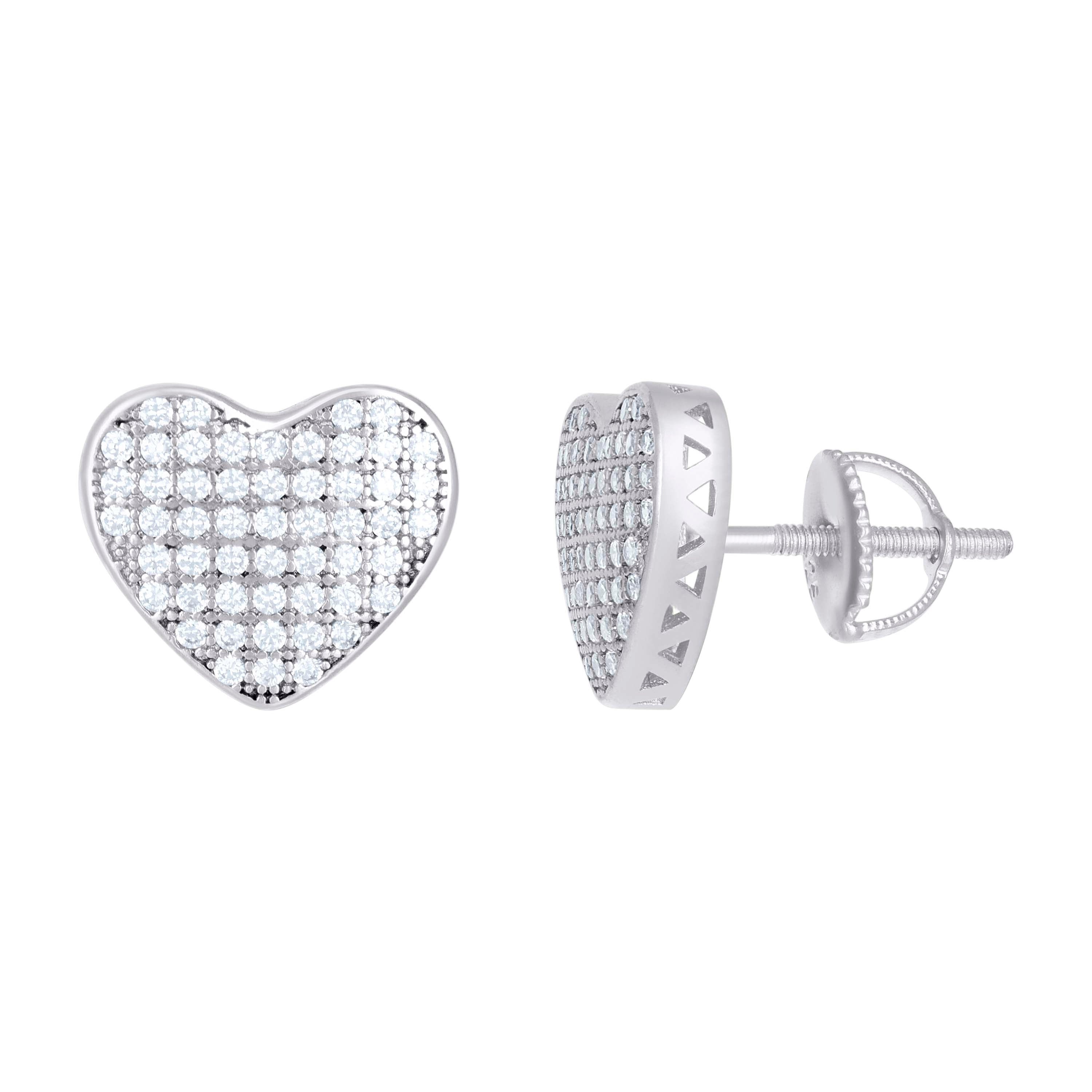 925 Sterling Silver Womens Moissanite 0.54ct Heart Stud Earrings 