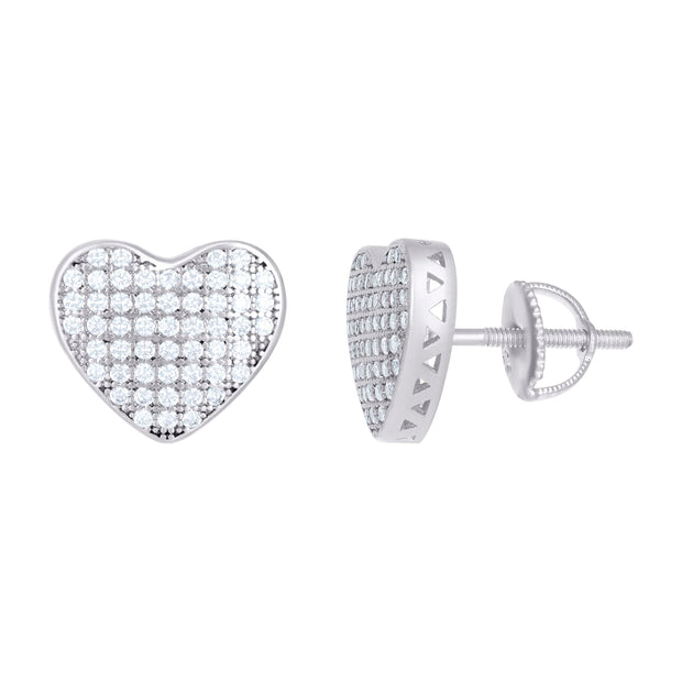 925 Sterling Silver Womens Moissanite 0.54ct Heart Stud Earrings 