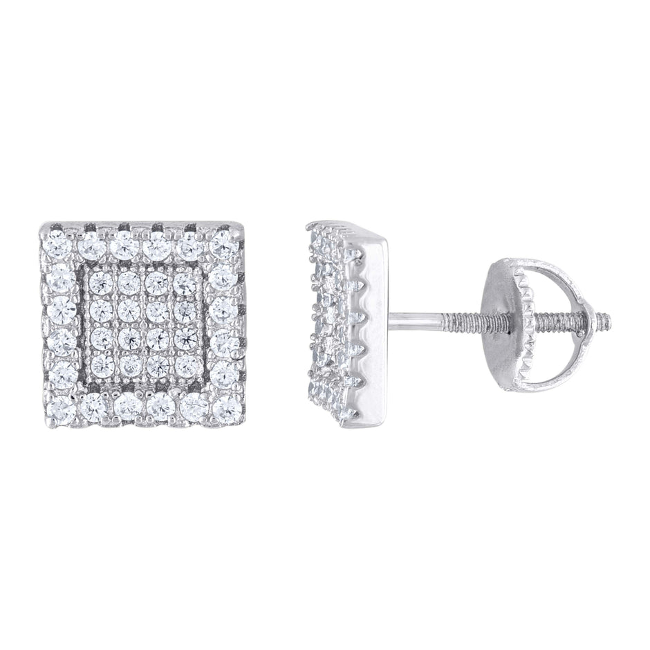 925 Sterling Silver Womens Moissanite 0.53Ct Square Stud Earrings 