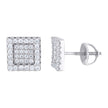 925 Sterling Silver Womens Moissanite 0.53Ct Square Stud Earrings 