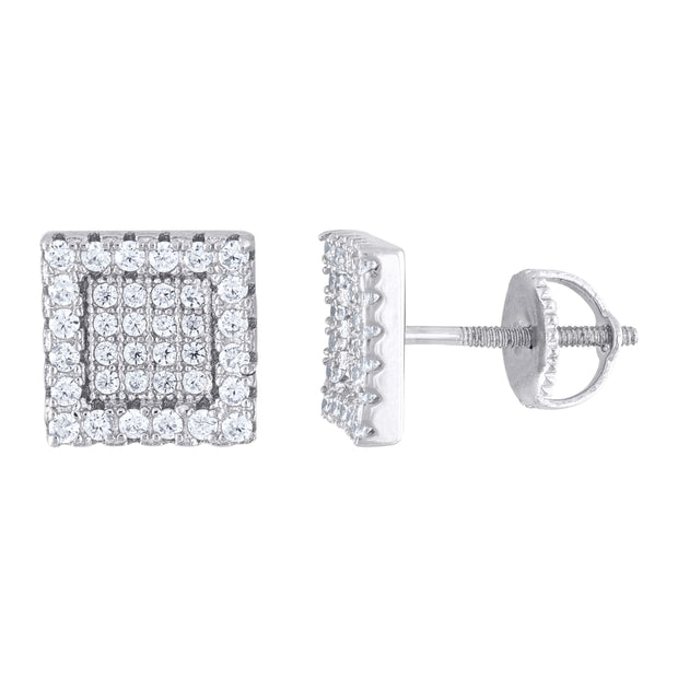 925 Sterling Silver Womens Moissanite 0.53Ct Square Stud Earrings 