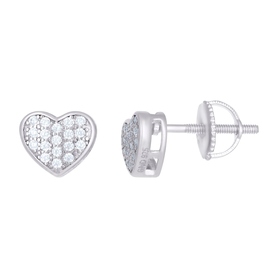 925 Sterling Silver Womens Moissanite 0.18Ct Heart Stud Earrings 