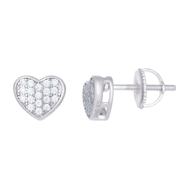925 Sterling Silver Womens Moissanite 0.18Ct Heart Stud Earrings 