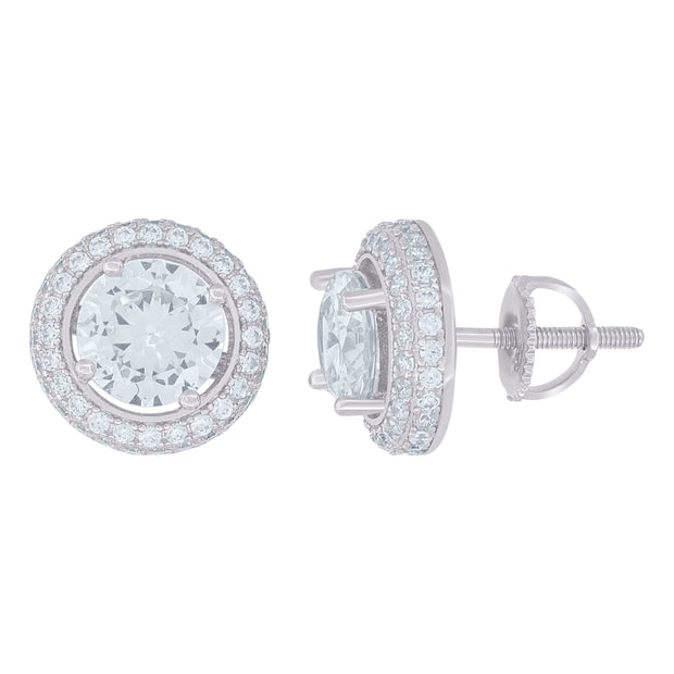 925 Sterling Silver Womens Moissanite 2.48Ct Stud Earrings 