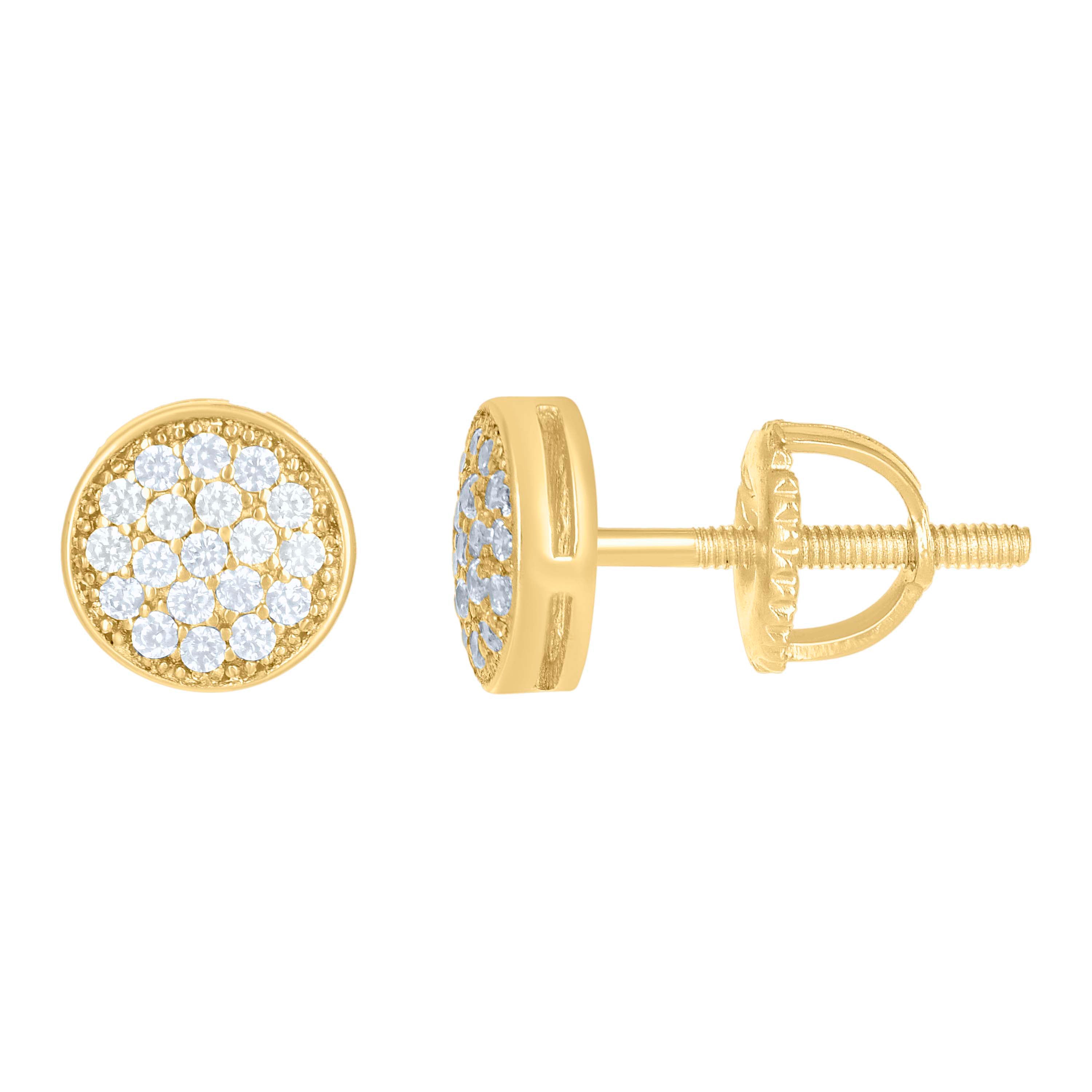 925 Sterling Silver Womens Yellow-tone 0.20ct Moissanite Fashion Stud Earrings