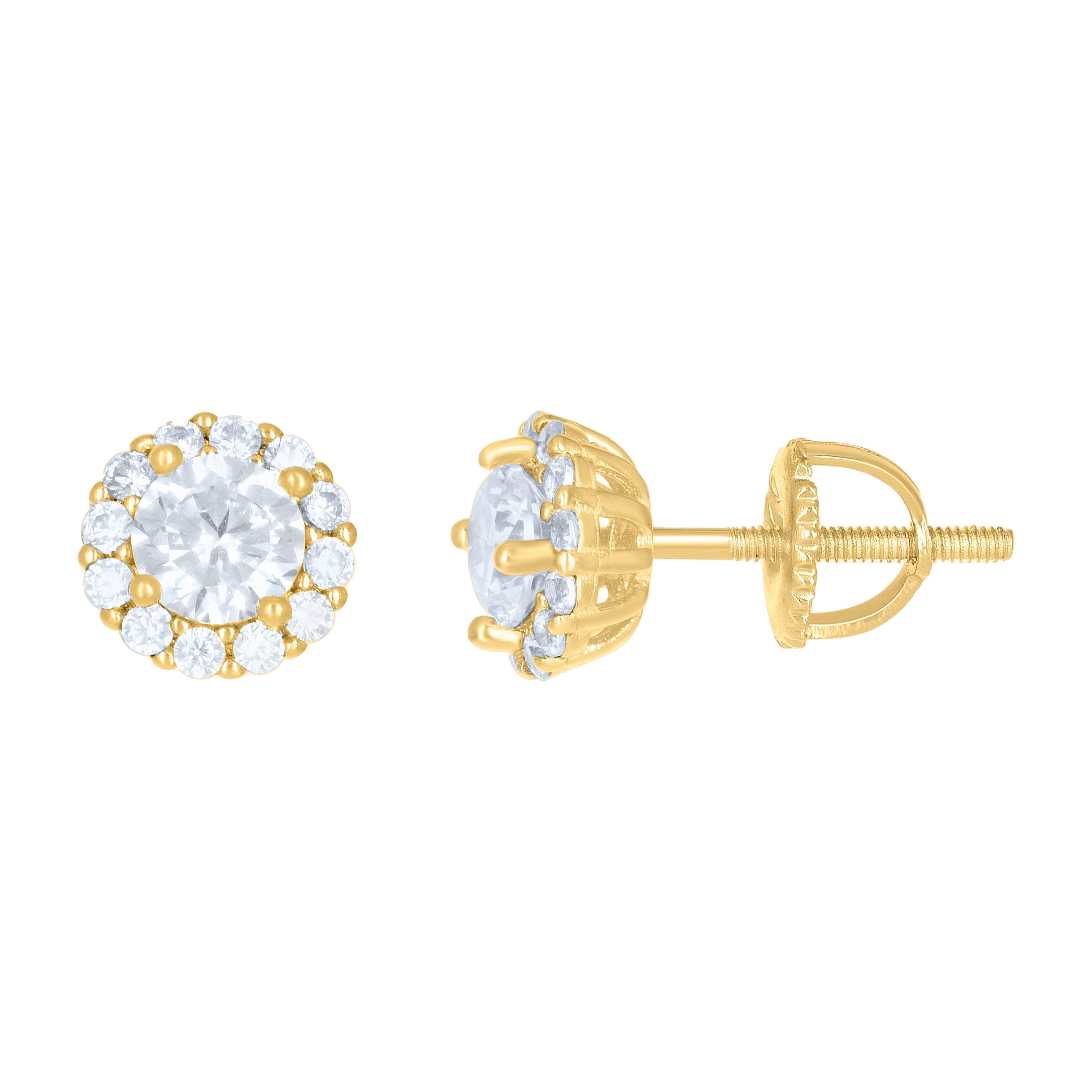 925 Sterling Silver Womens Yellow-tone 1.29ct Moissanite Fashion Stud Earrings