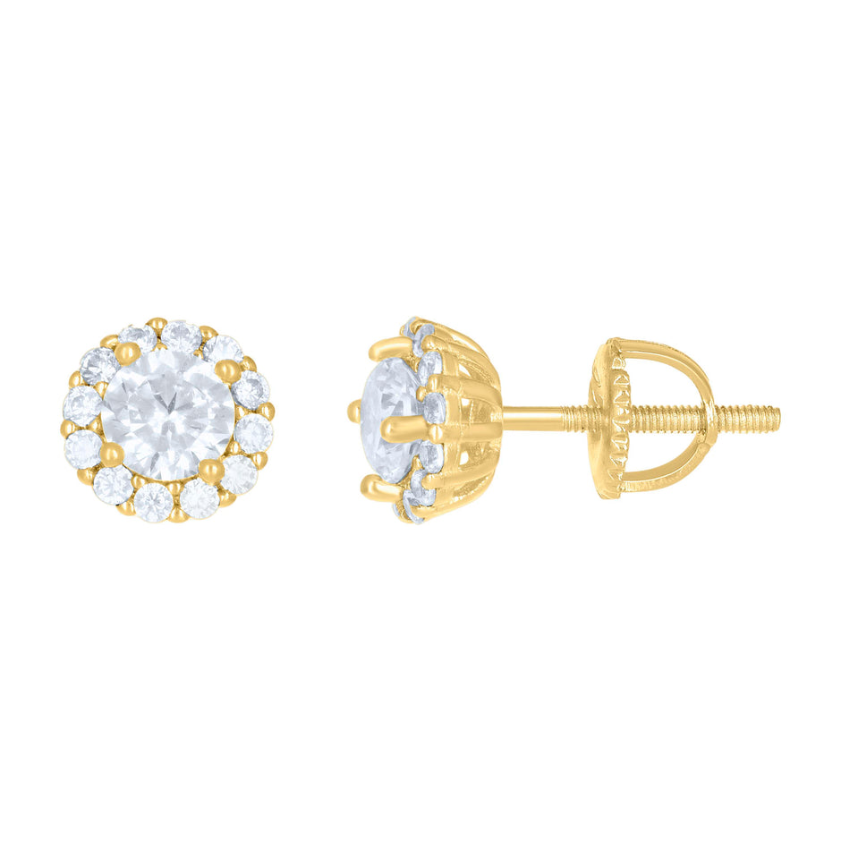 925 Sterling Silver Womens Yellow-tone 1.29ct Moissanite Fashion Stud Earrings