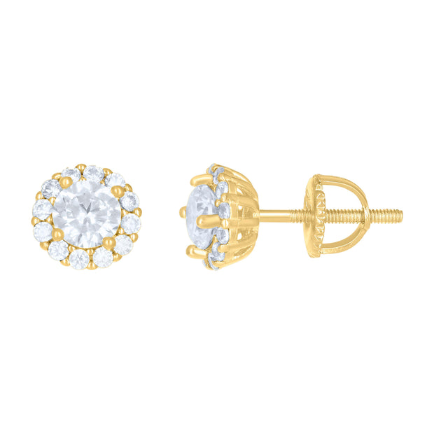 925 Sterling Silver Womens Yellow-tone 1.29ct Moissanite Fashion Stud Earrings