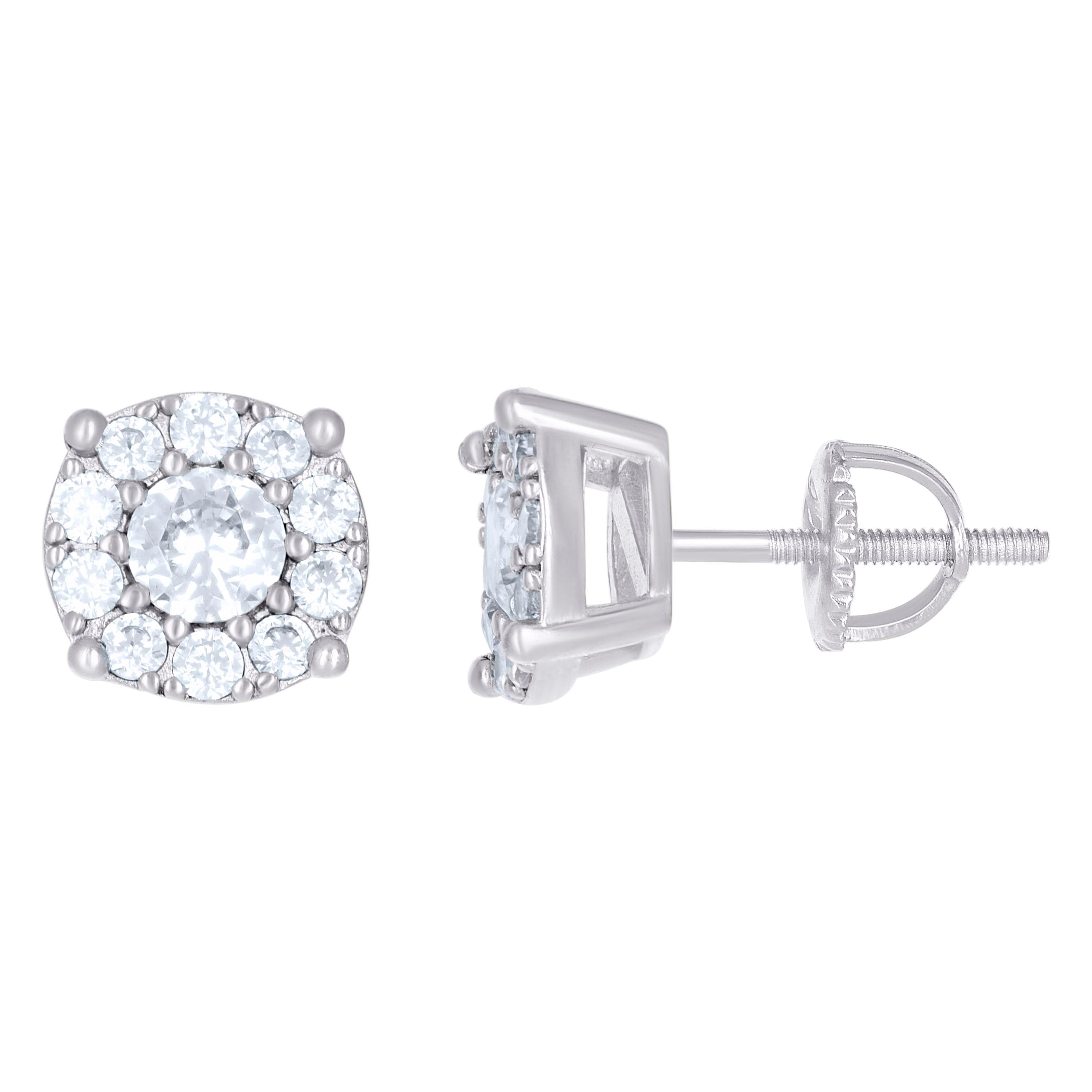 925 Sterling Silver Womens 1.50ct Moissanite 9mm Fashion Stud Earrings Screw Back