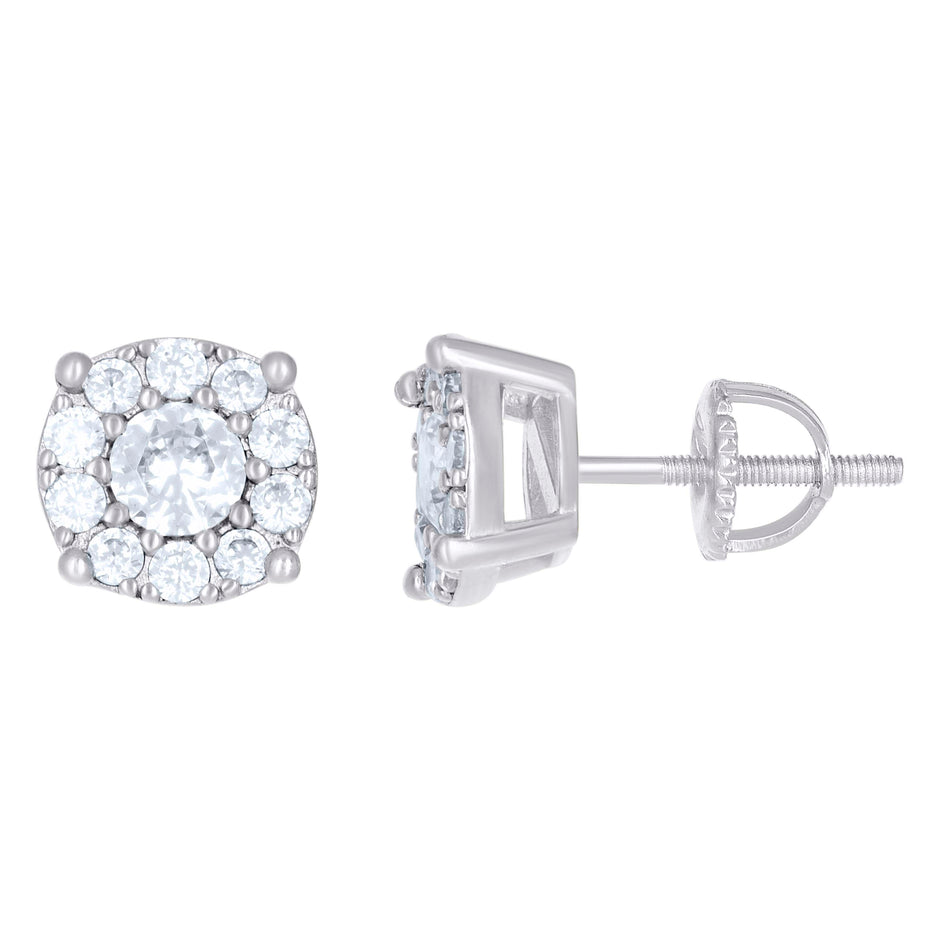 925 Sterling Silver Womens 1.50ct Moissanite 9mm Fashion Stud Earrings Screw Back