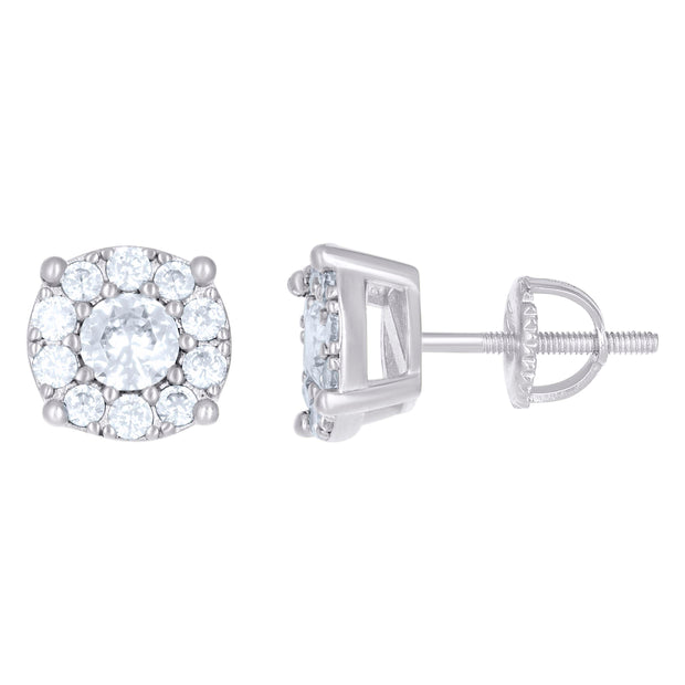 925 Sterling Silver Womens 1.50ct Moissanite 9mm Fashion Stud Earrings Screw Back
