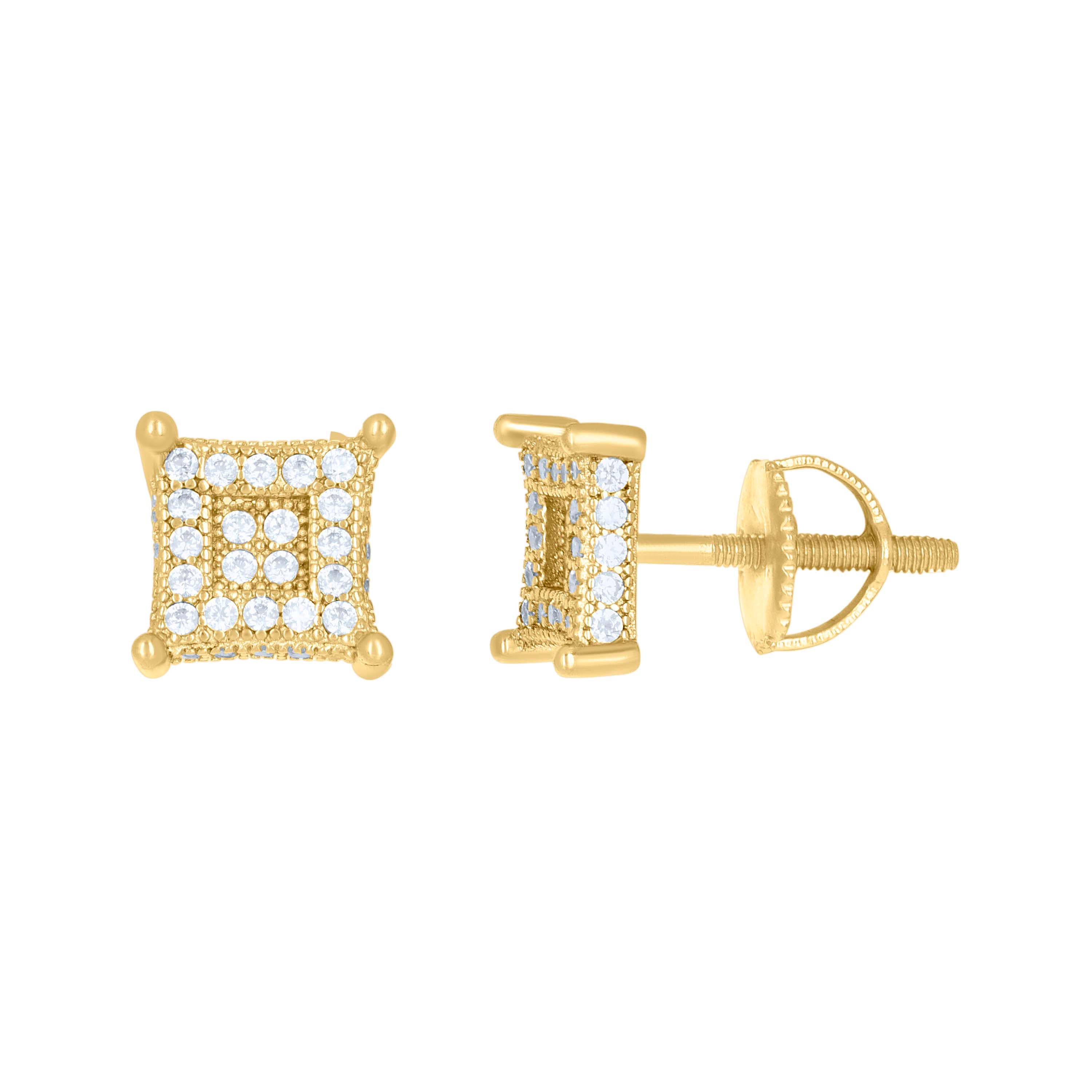 925 Sterling Silver Womens Yellow-tone 0.48ct Moissanite Square Fashion Stud Earrings