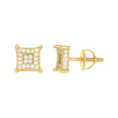 925 Sterling Silver Womens Yellow-tone 0.48ct Moissanite Square Fashion Stud Earrings