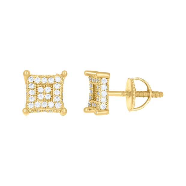 925 Sterling Silver Womens Yellow-tone 0.48ct Moissanite Square Fashion Stud Earrings