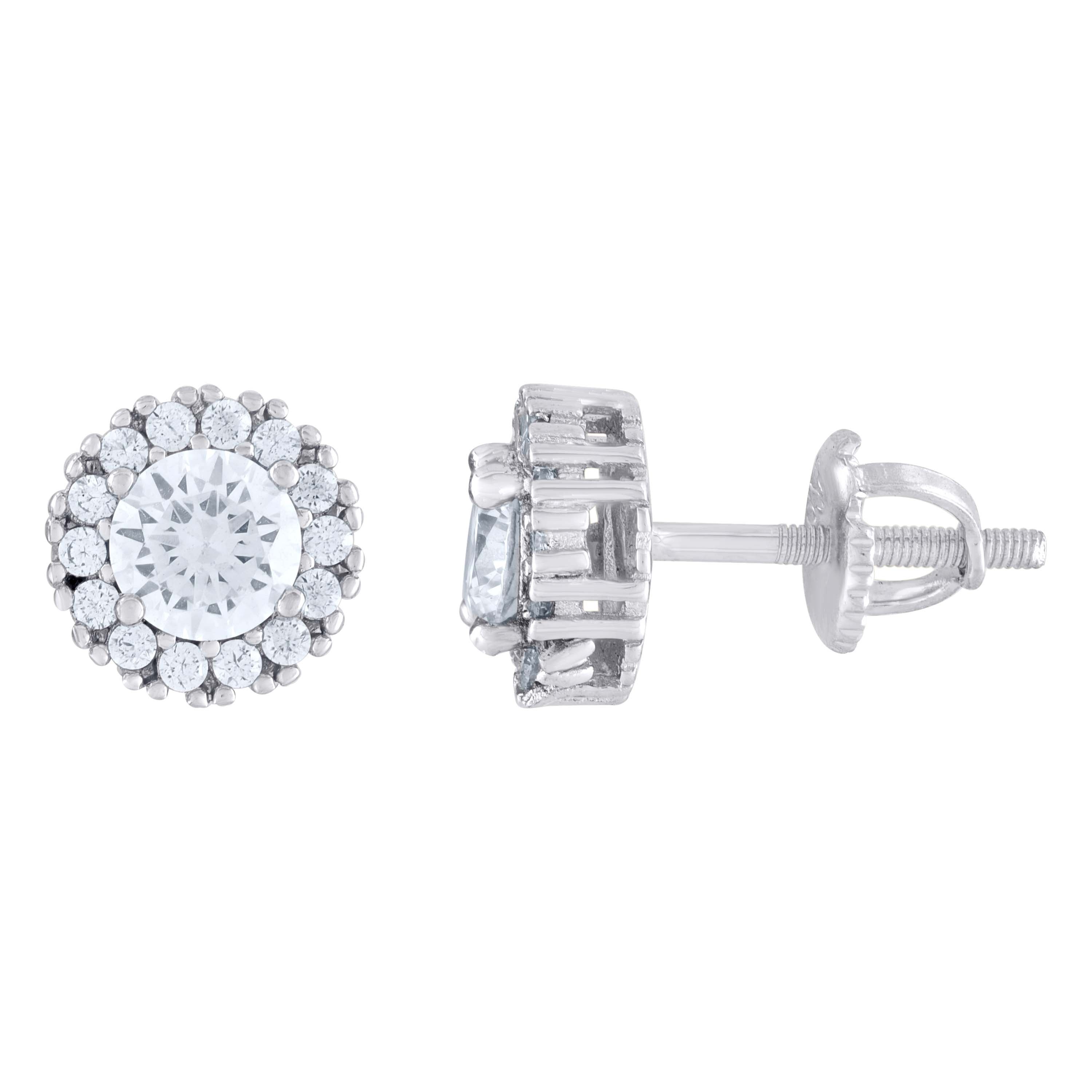925 Sterling Silver Womens 1.28ct Moissanite 8.4mm Fashion Stud Earrings Screw Back