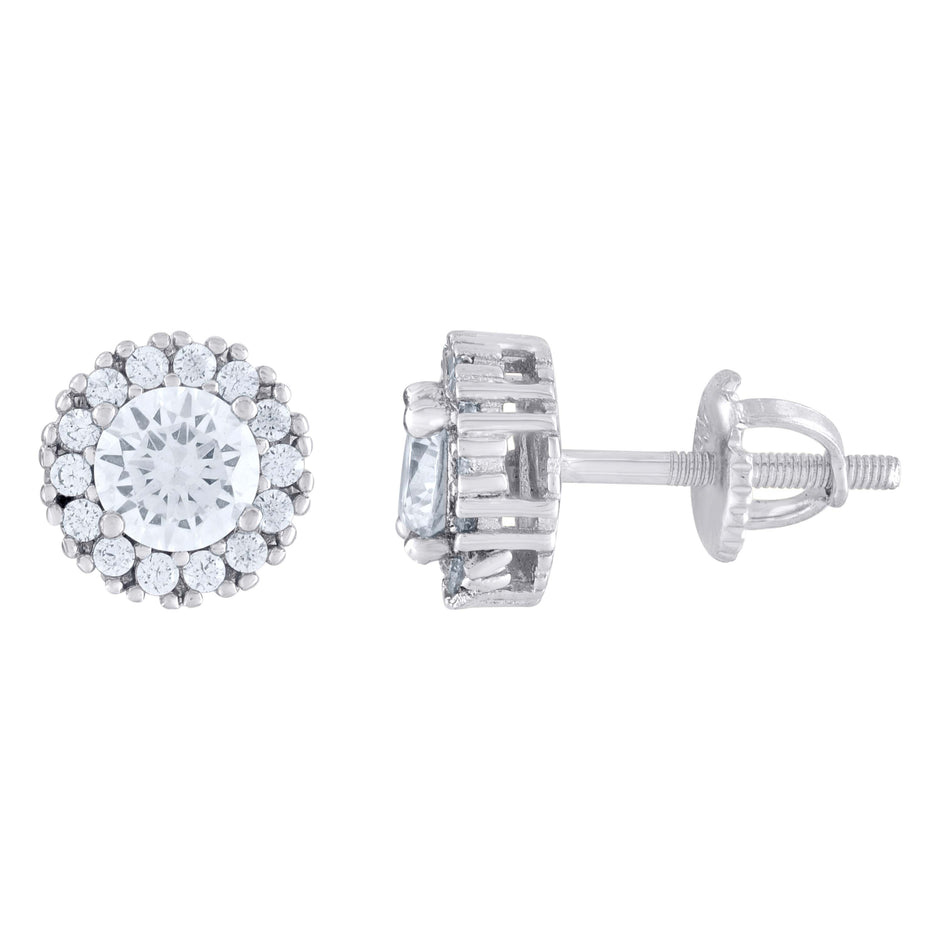 925 Sterling Silver Womens 1.28ct Moissanite 8.4mm Fashion Stud Earrings Screw Back