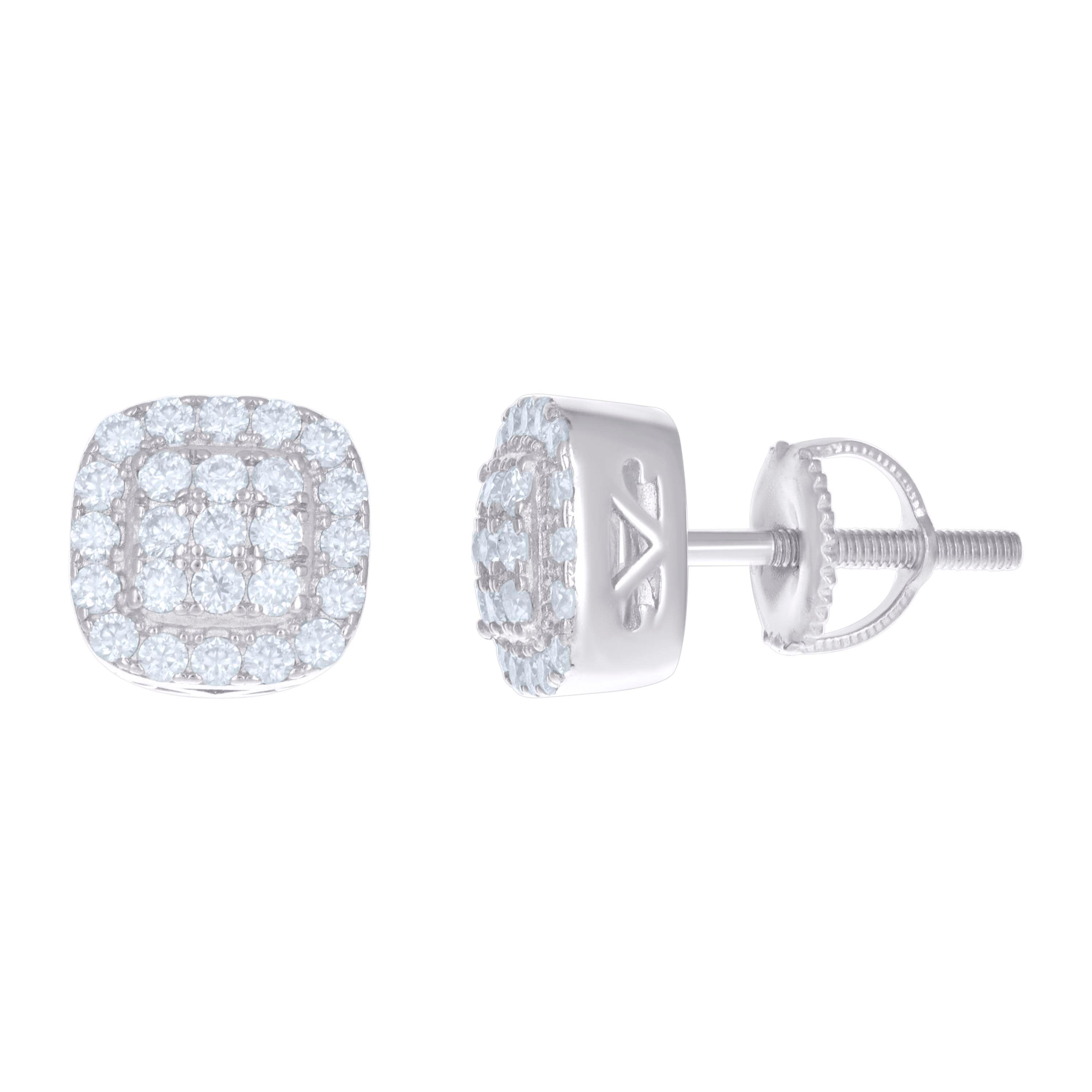 925 Sterling Silver Womens Moissanite 0.94Ct Square Stud Earrings 