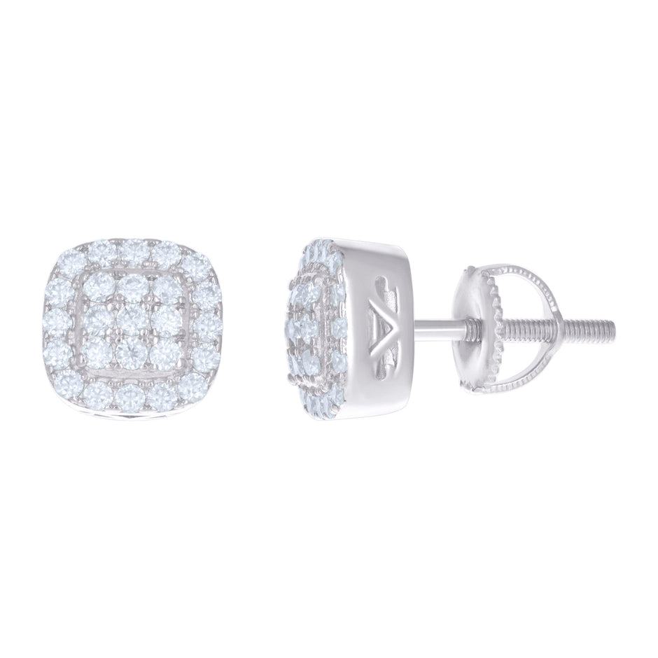 925 Sterling Silver Womens Moissanite 0.94Ct Square Stud Earrings 