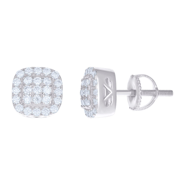 925 Sterling Silver Womens Moissanite 0.94Ct Square Stud Earrings 