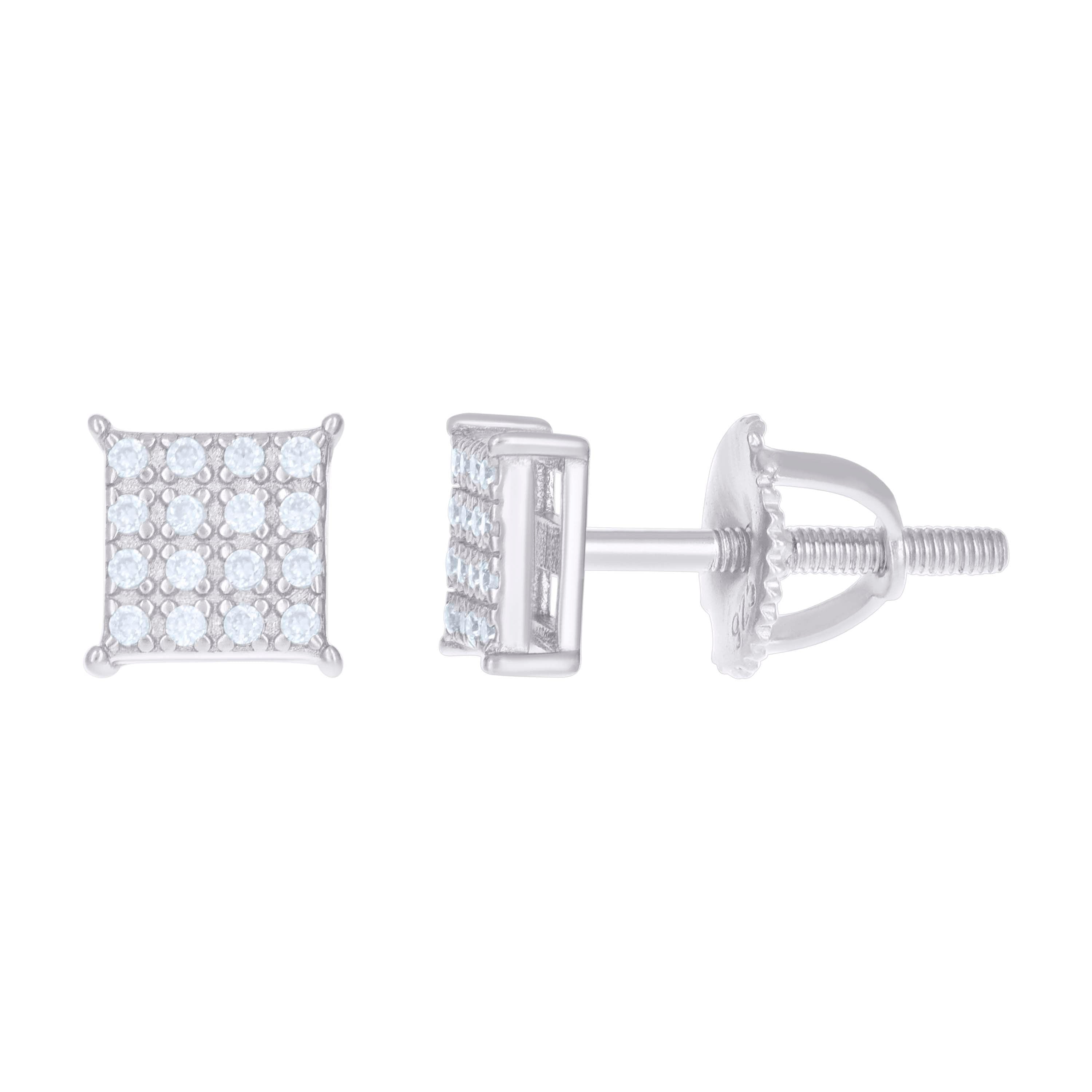 925 Sterling Silver Womens 1.1ct Moissanite Square Fashion Stud Earrings