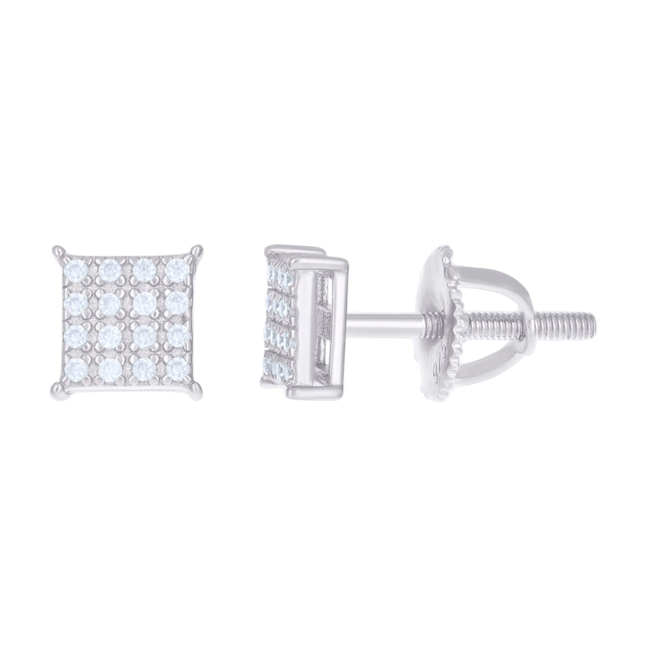 925 Sterling Silver Womens 1.1ct Moissanite Square Fashion Stud Earrings