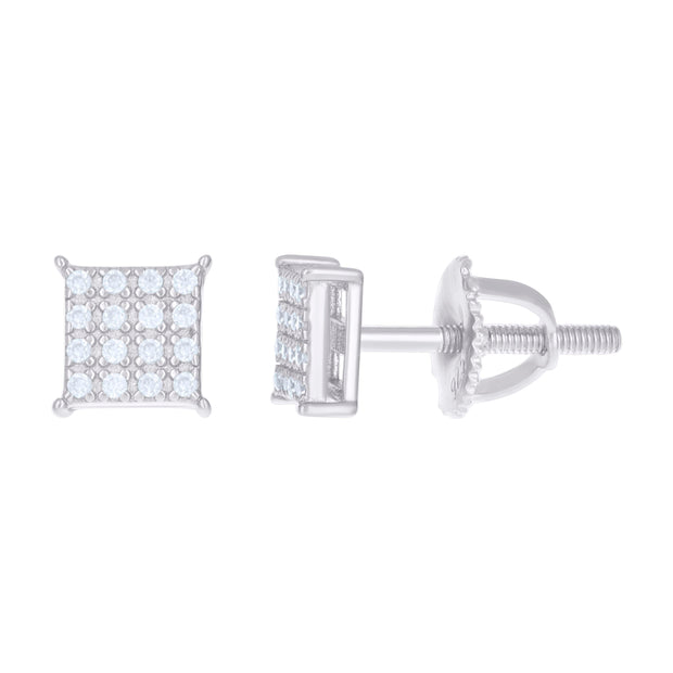 925 Sterling Silver Womens 1.1ct Moissanite Square Fashion Stud Earrings