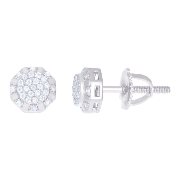 925 Sterling Silver Womens 0.22ct Moissanite Octagon Fashion Stud Earrings