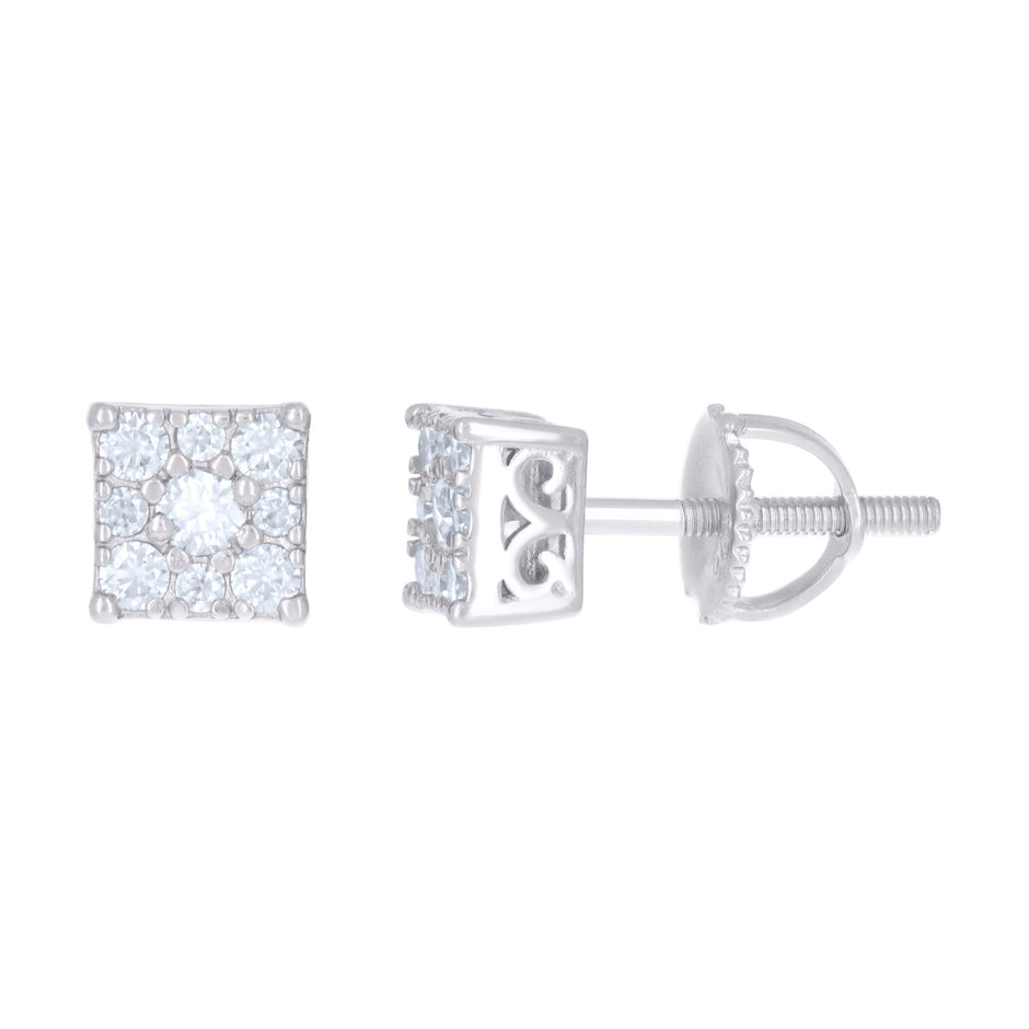 925 Sterling Silver Womens 0.33ct Moissanite Square Stud Earrings 
