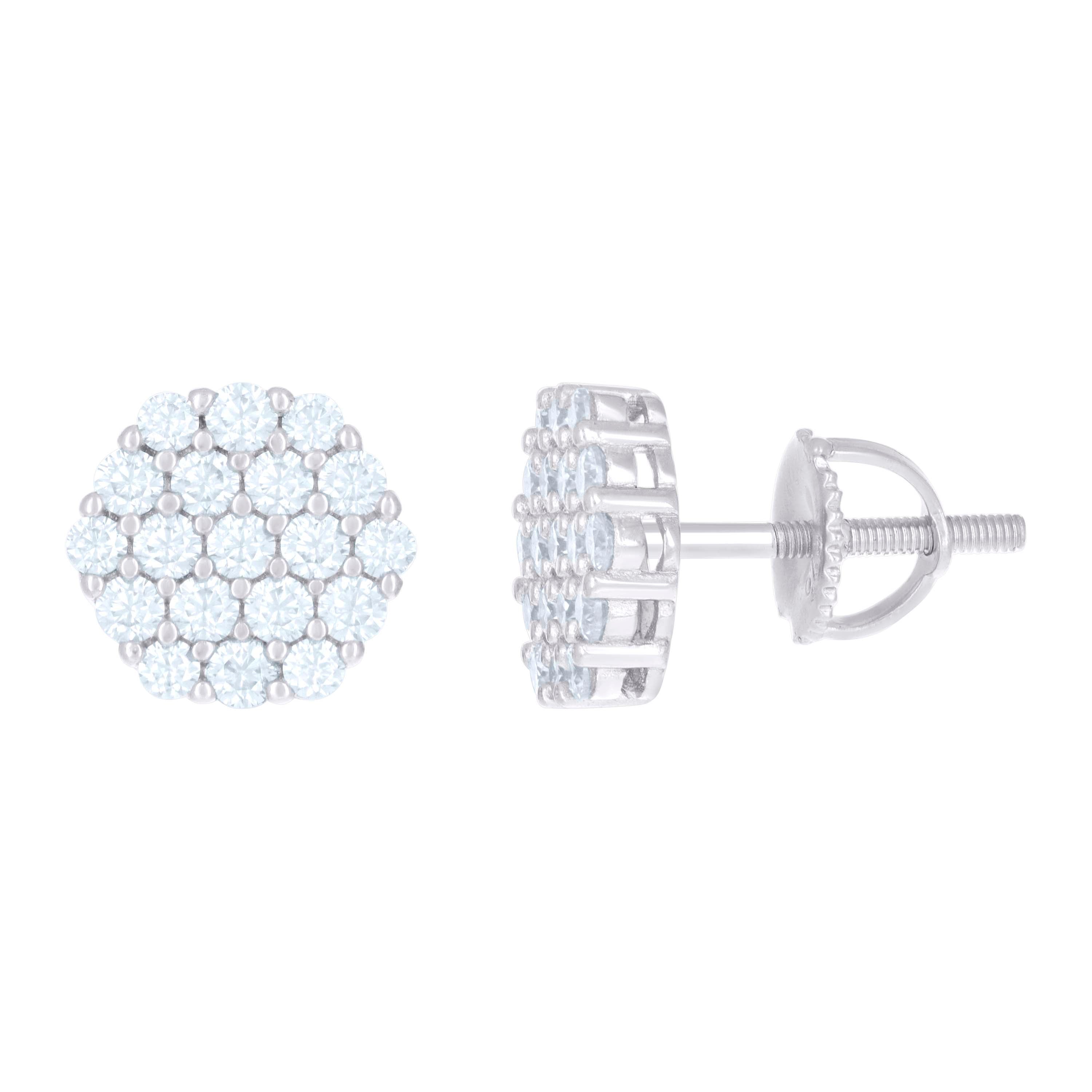 925 Sterling Silver Womens 0.76ct Moissanite Octagon Stud Earrings 